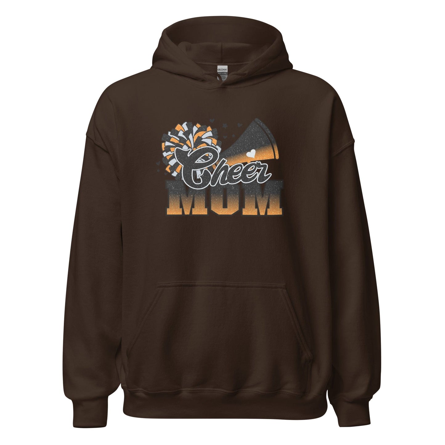 Cheer Mom Hoodie (black and orange) Dark Chocolate / S Spirit Gear Collective Hoodie