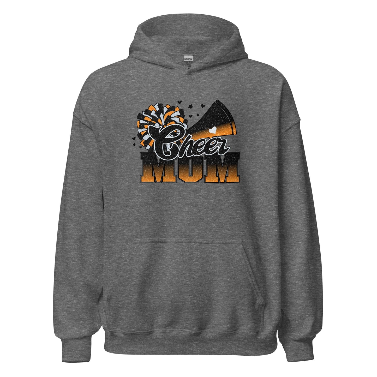 Cheer Mom Hoodie (black and orange) Graphite Heather / S Spirit Gear Collective Hoodie