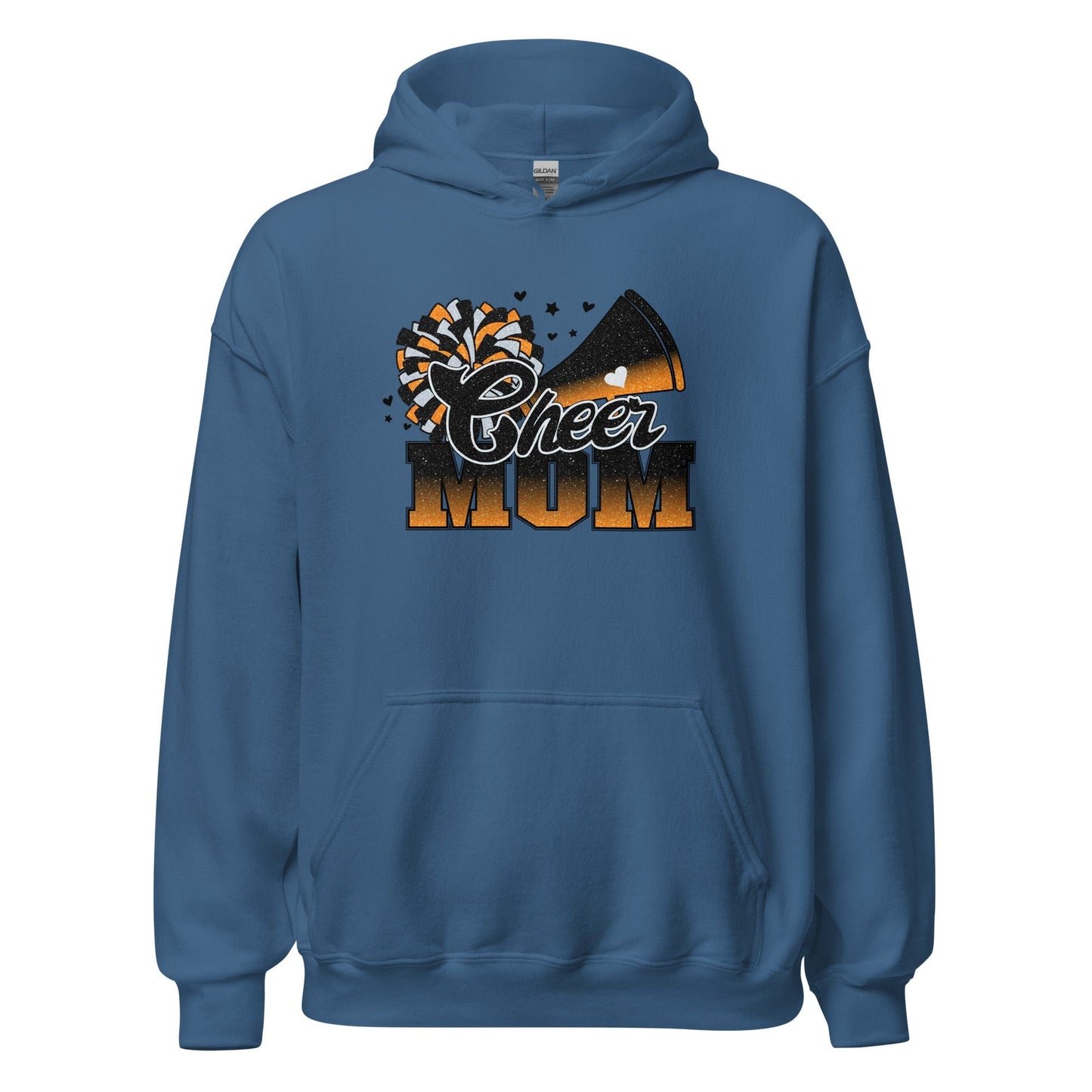 Cheer Mom Hoodie (black and orange) Indigo Blue / S Spirit Gear Collective Hoodie