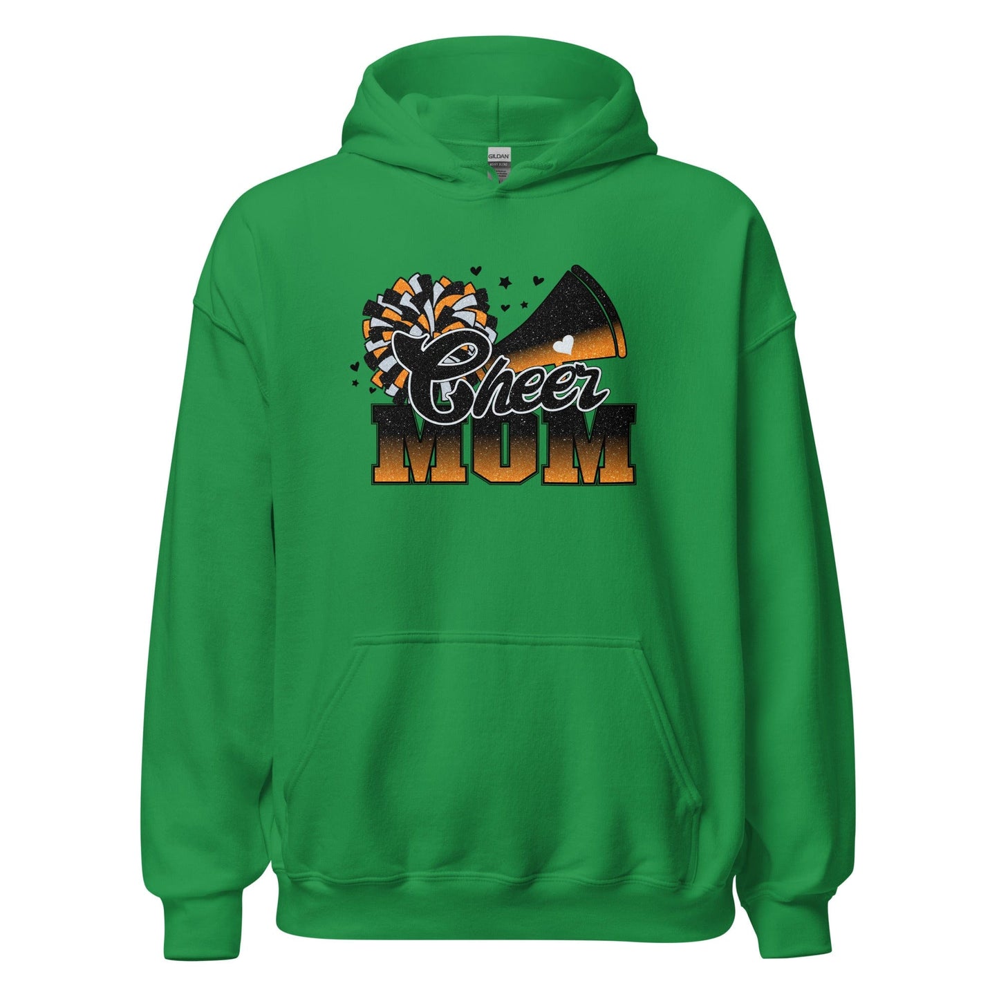 Cheer Mom Hoodie (black and orange) Irish Green / S Spirit Gear Collective Hoodie