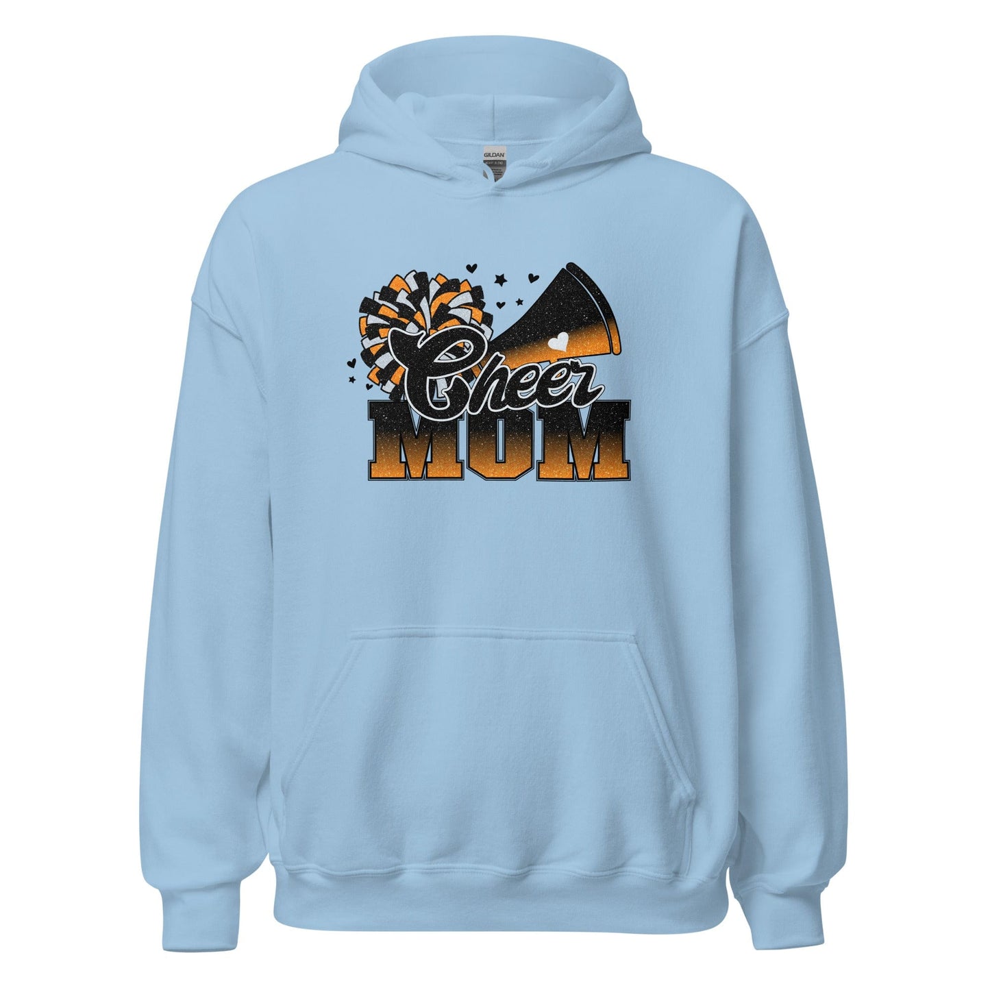 Cheer Mom Hoodie (black and orange) Light Blue / S Spirit Gear Collective Hoodie