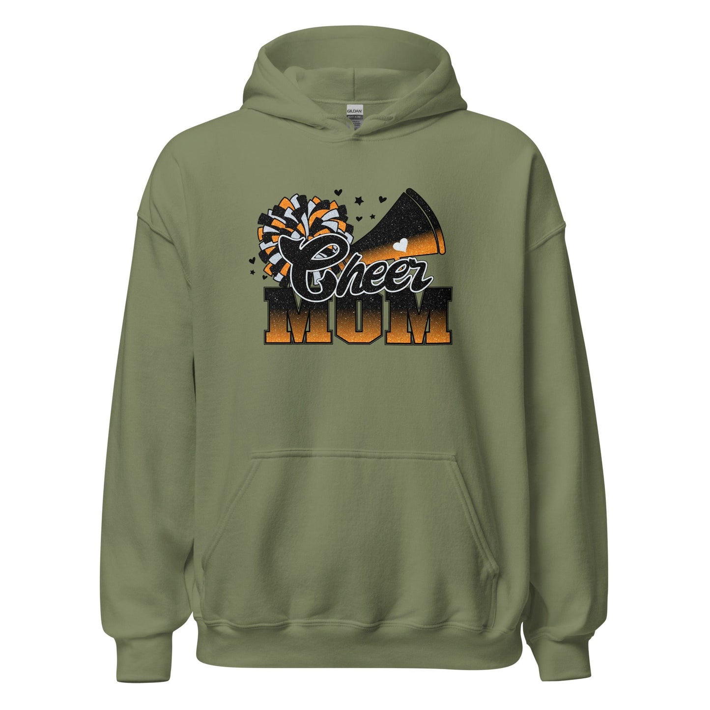 Cheer Mom Hoodie (black and orange) Military Green / S Spirit Gear Collective Hoodie