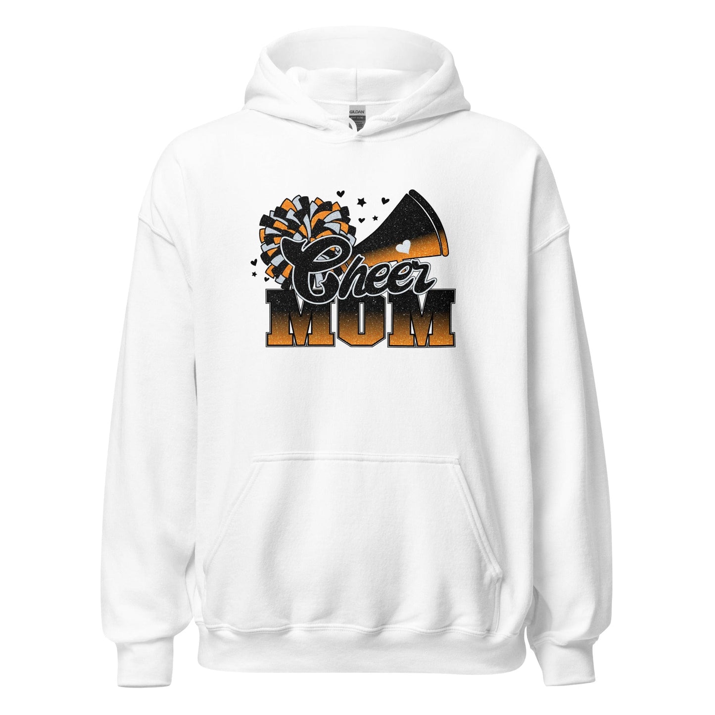 Cheer Mom Hoodie (black and orange) White / S Spirit Gear Collective Hoodie