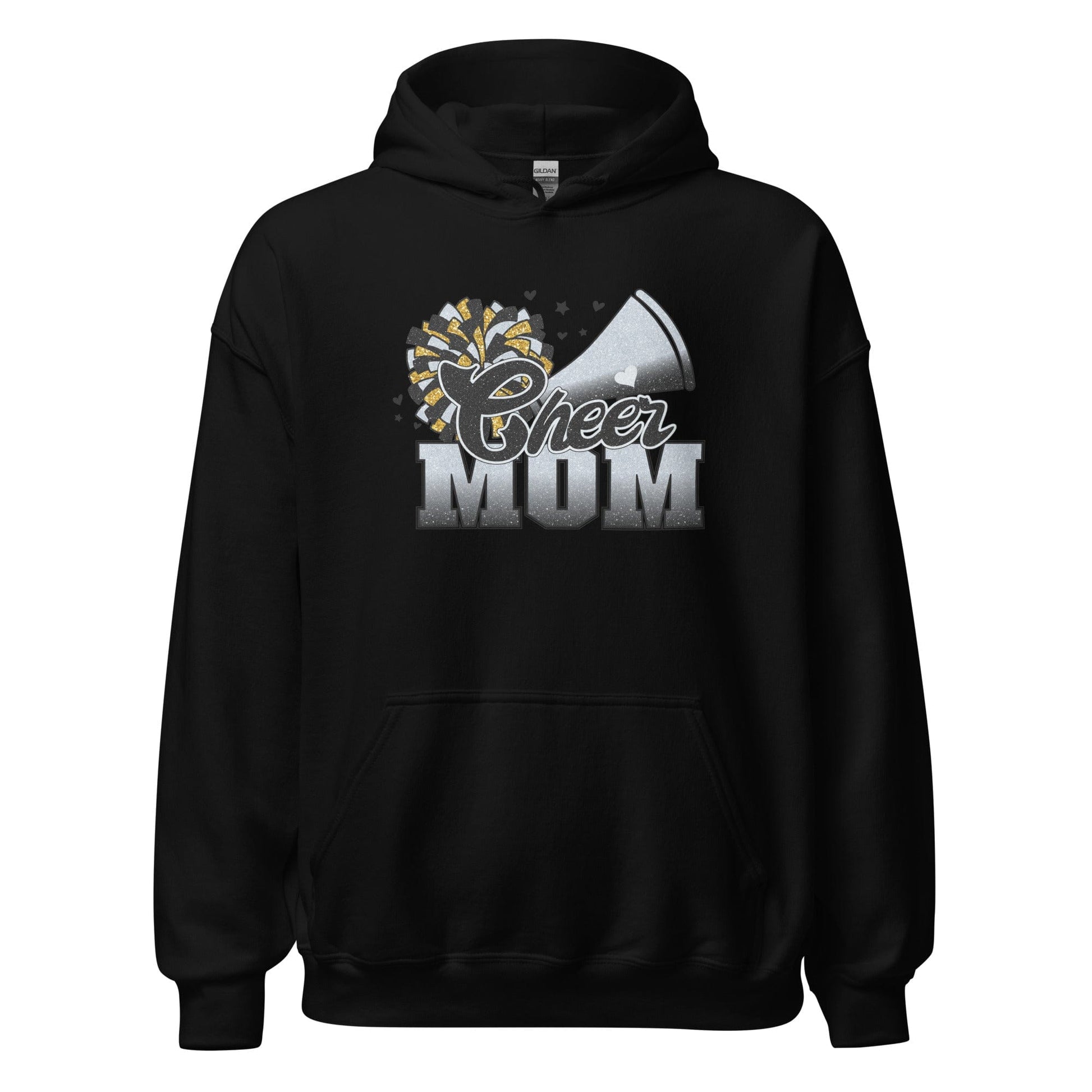 Cheer Mom Hoodie (black and silver) Black / S Spirit Gear Collective Hoodie