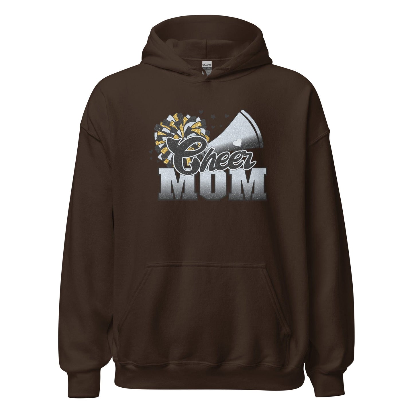 Cheer Mom Hoodie (black and silver) Dark Chocolate / S Spirit Gear Collective Hoodie