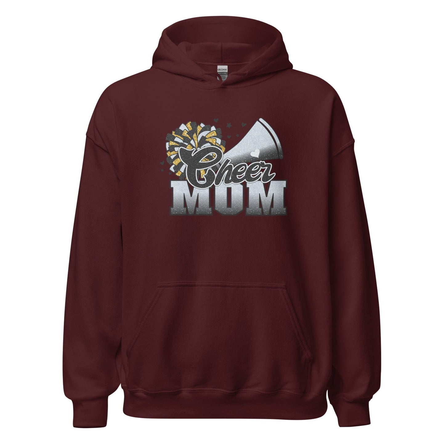 Cheer Mom Hoodie (black and silver) Maroon / S Spirit Gear Collective Hoodie