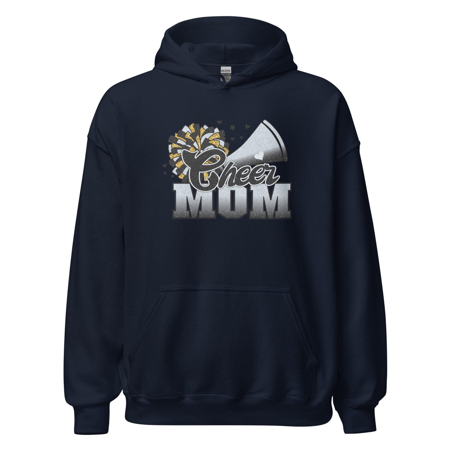 Cheer Mom Hoodie (black and silver) Navy / S Spirit Gear Collective Hoodie