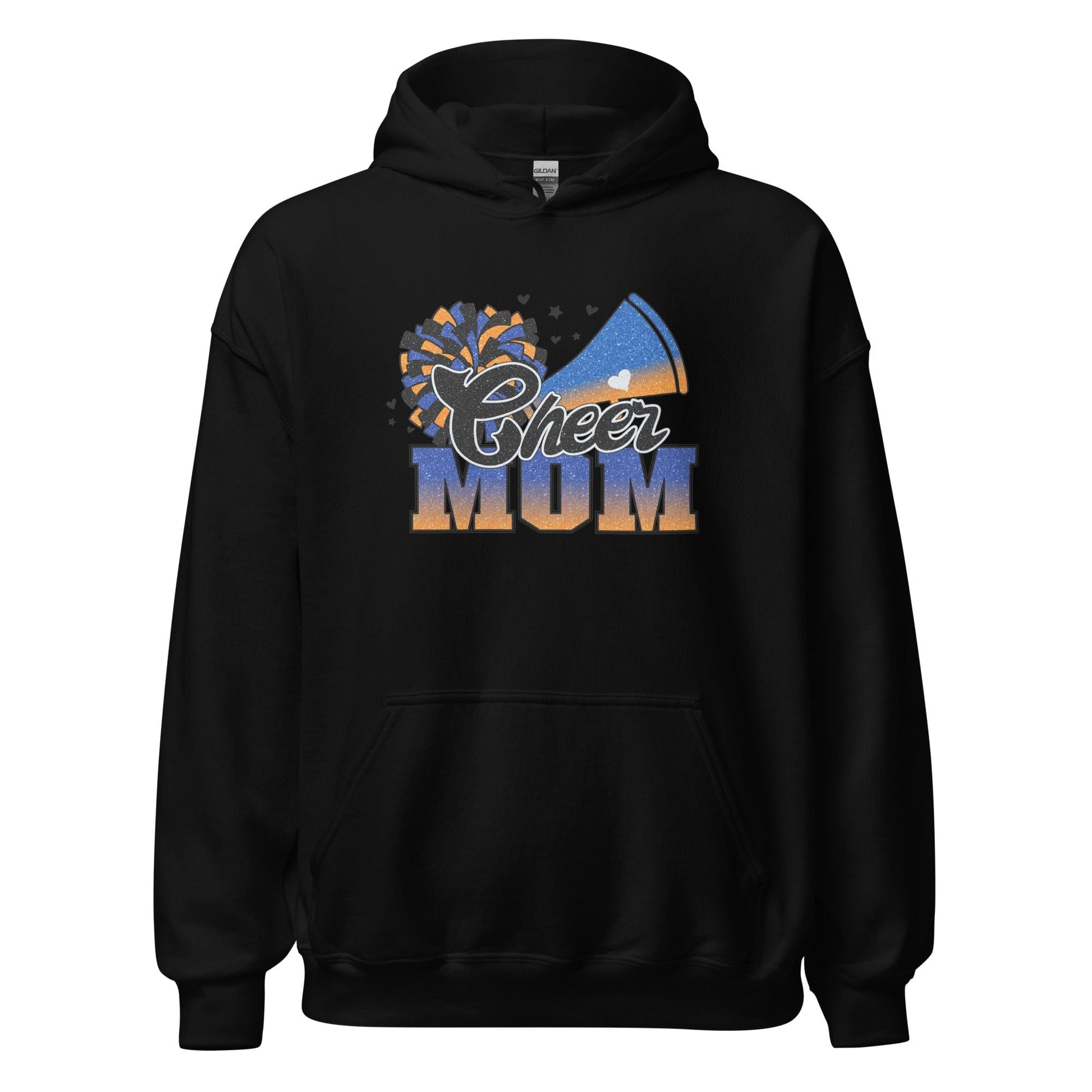 Cheer Mom Hoodie (blue and orange) Black / S Spirit Gear Collective Hoodie