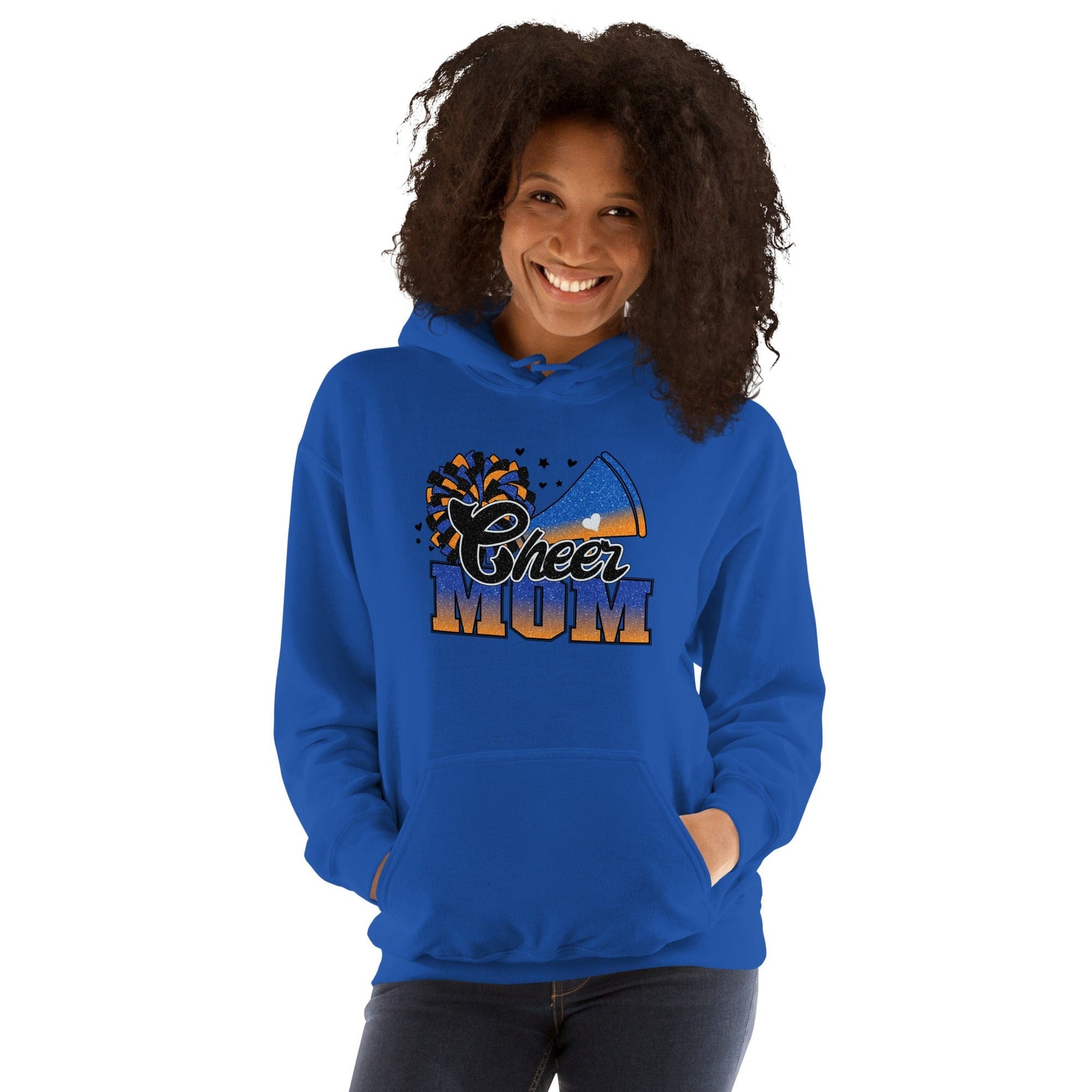 Cheer Mom Hoodie (blue and orange) Spirit Gear Collective Hoodie