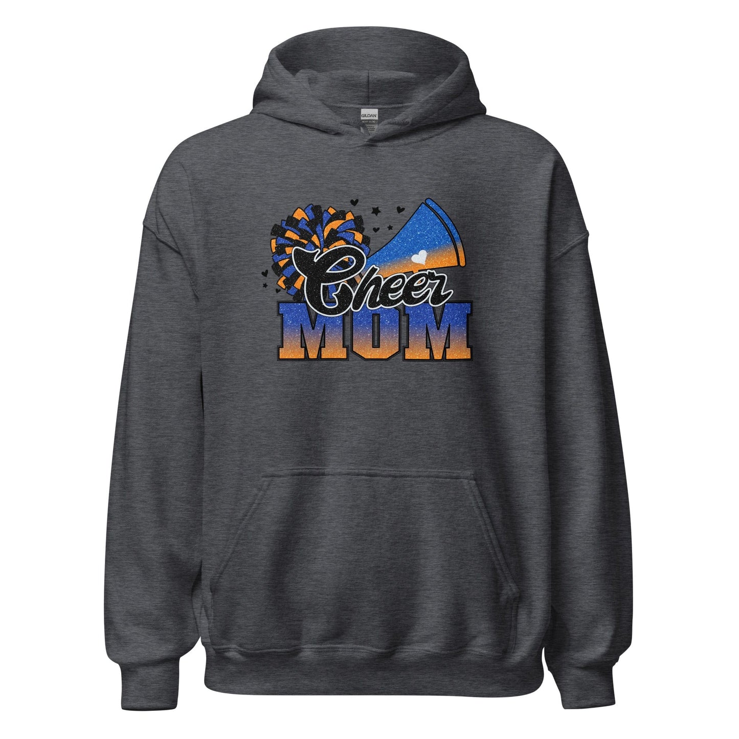 Cheer Mom Hoodie (blue and orange) Dark Heather / S Spirit Gear Collective Hoodie