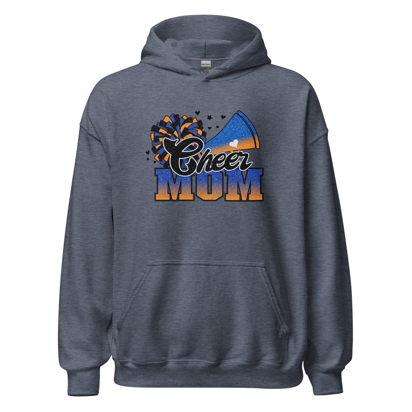 Cheer Mom Hoodie (blue and orange) Heather Sport Dark Navy / S Spirit Gear Collective Hoodie