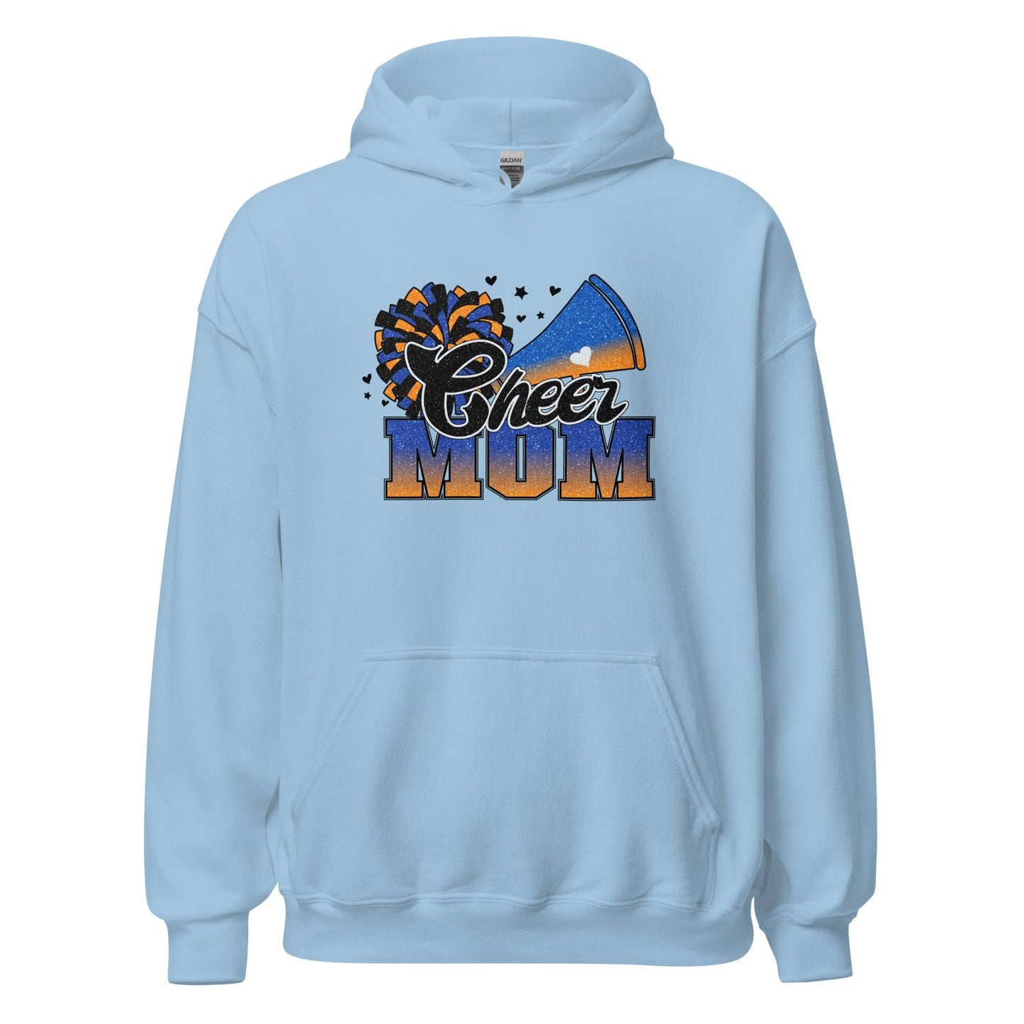 Cheer Mom Hoodie (blue and orange) Light Blue / S Spirit Gear Collective Hoodie