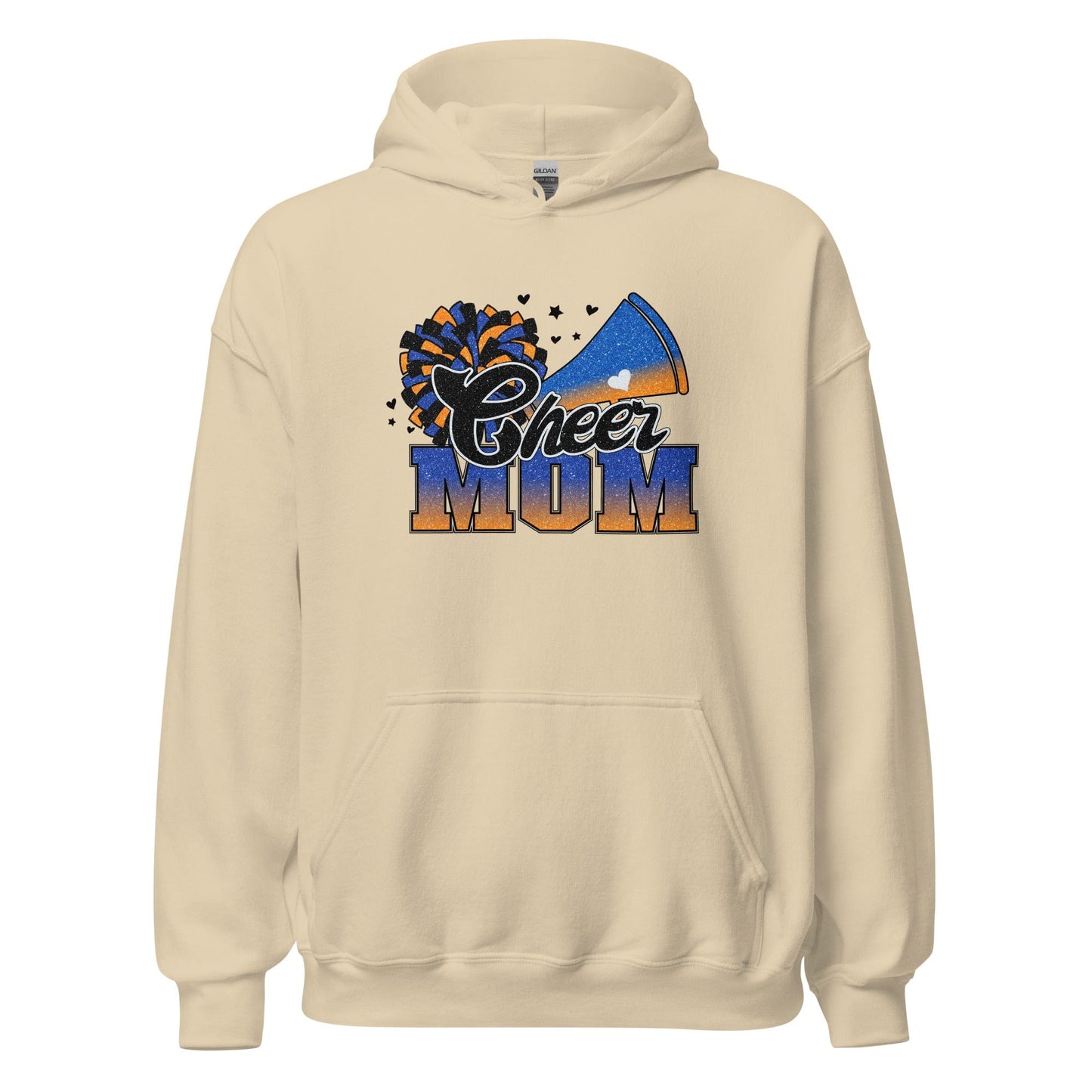 Cheer Mom Hoodie (blue and orange) Sand / S Spirit Gear Collective Hoodie