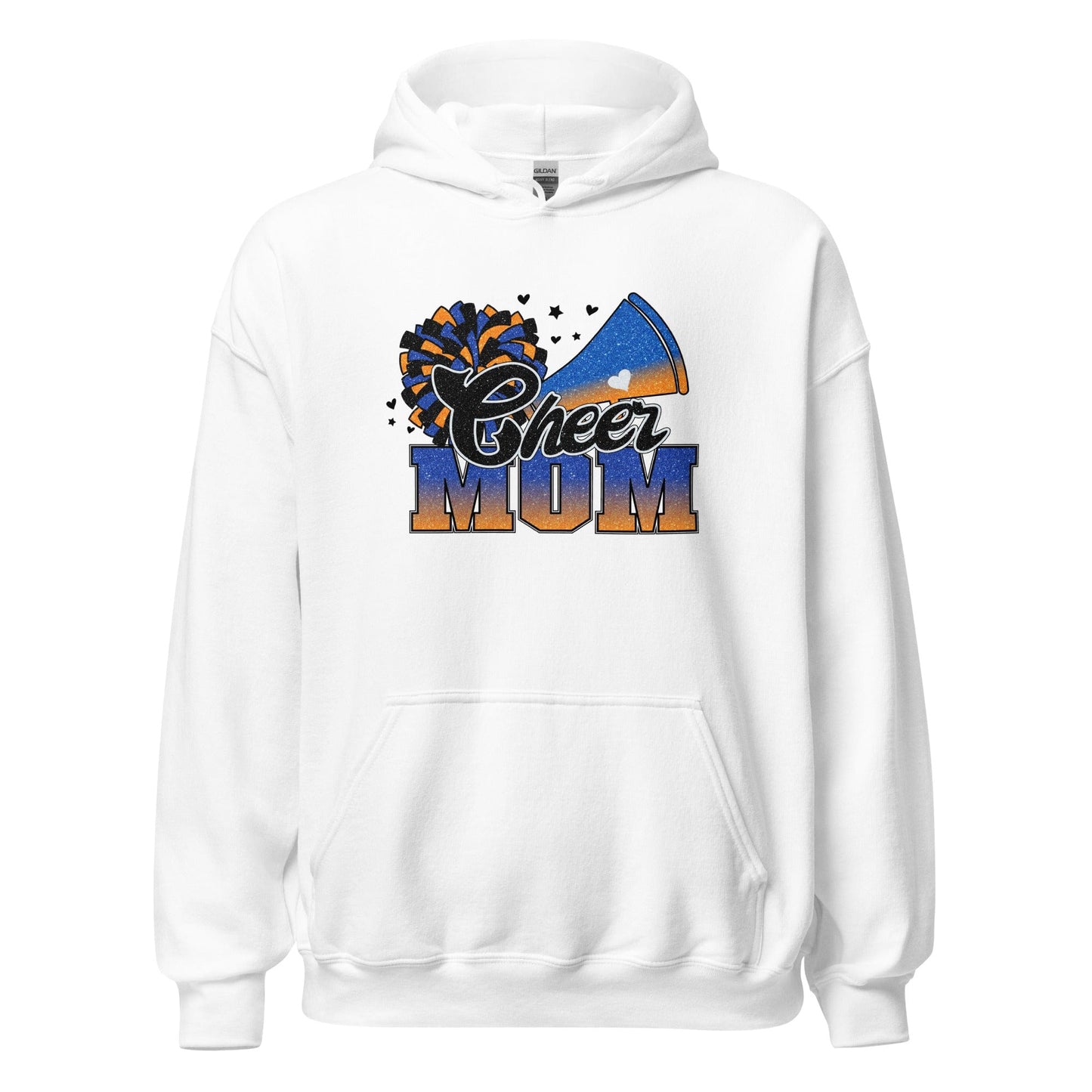 Cheer Mom Hoodie (blue and orange) White / S Spirit Gear Collective Hoodie