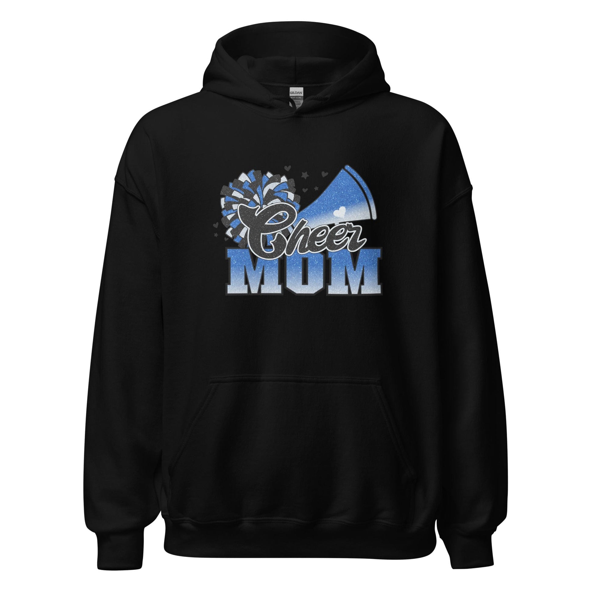 Cheer Mom Hoodie (blue and white) Black / S Spirit Gear Collective Hoodie