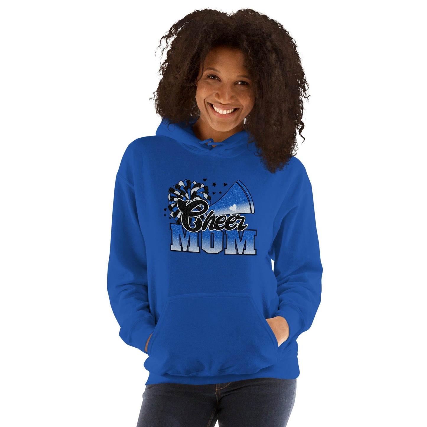 Cheer Mom Hoodie (blue and white) Spirit Gear Collective Hoodie