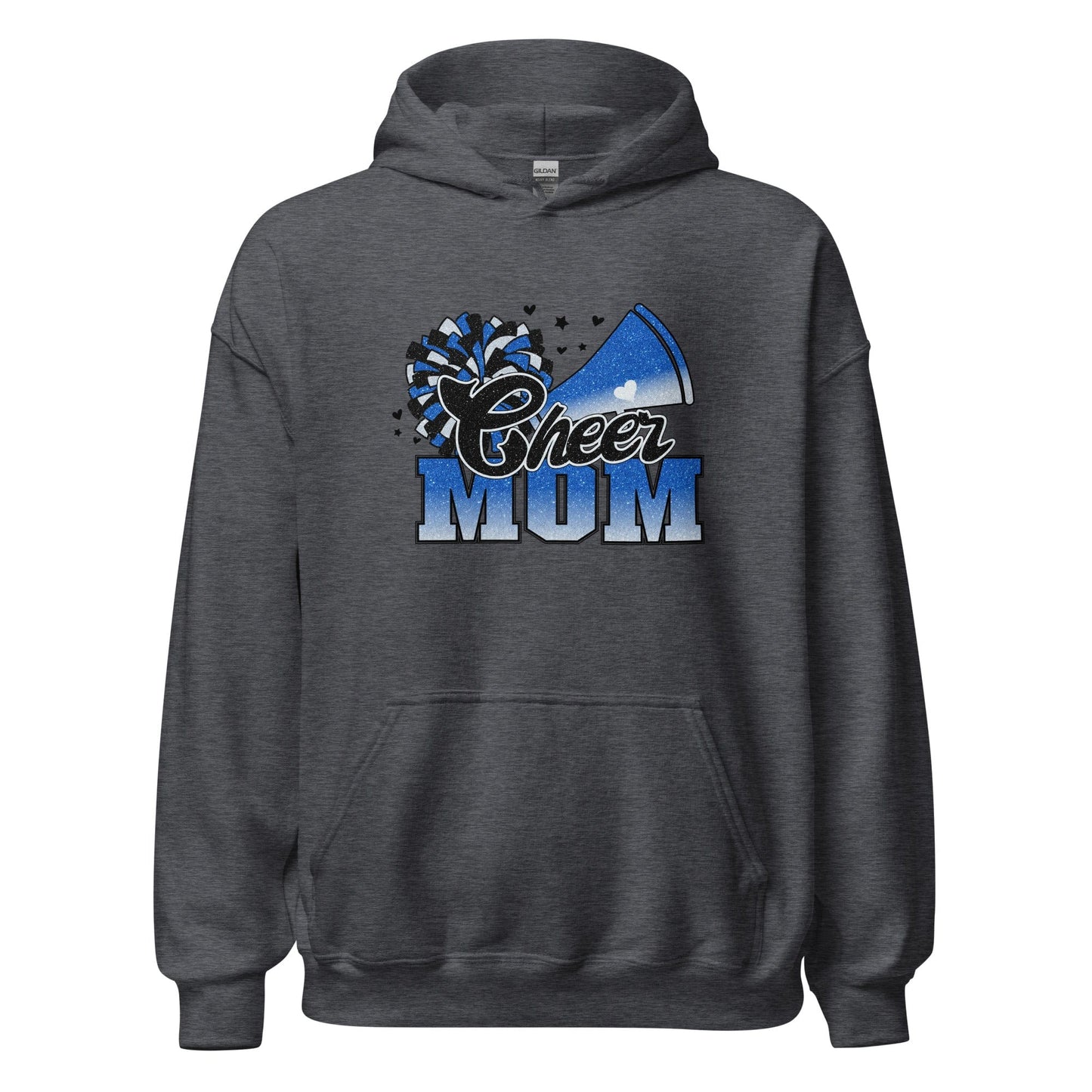 Cheer Mom Hoodie (blue and white) Dark Heather / S Spirit Gear Collective Hoodie