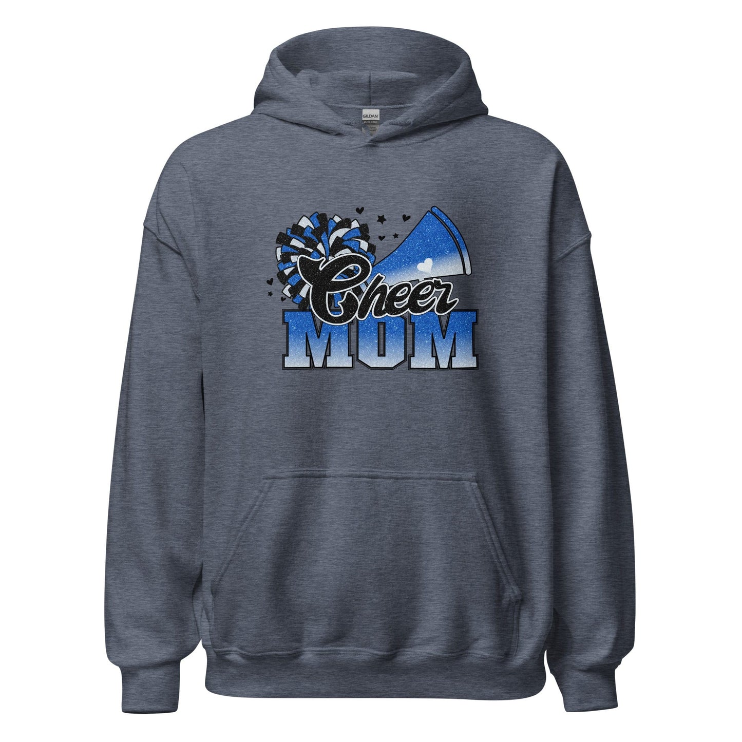 Cheer Mom Hoodie (blue and white) Heather Sport Dark Navy / S Spirit Gear Collective Hoodie