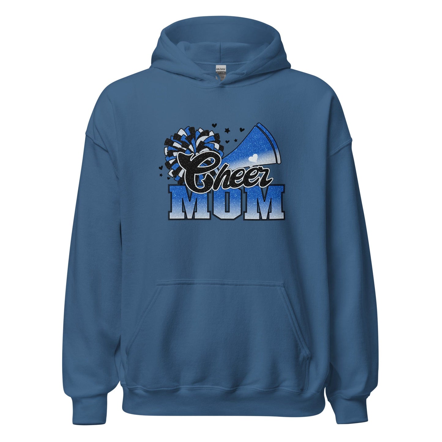 Cheer Mom Hoodie (blue and white) Indigo Blue / S Spirit Gear Collective Hoodie