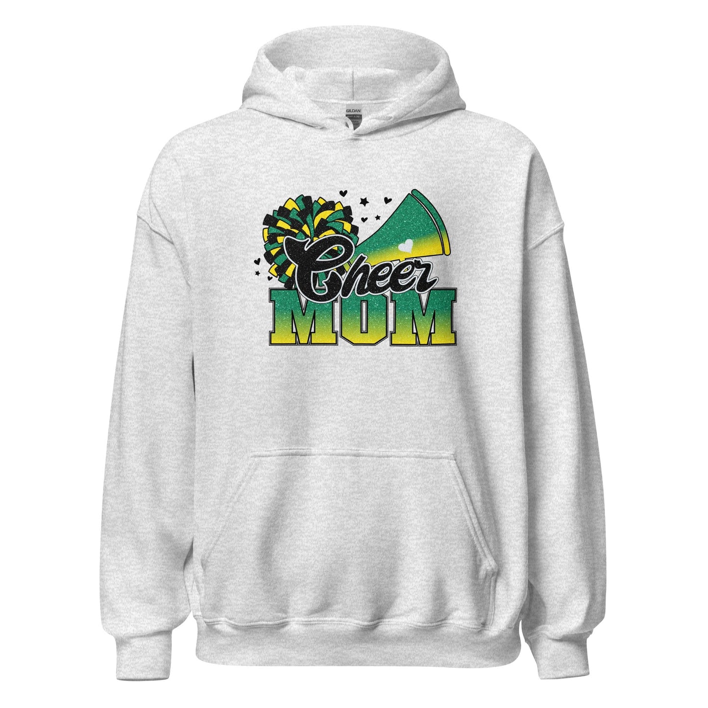 Cheer Mom Hoodie (green and yellow) Ash / S Spirit Gear Collective Hoodie