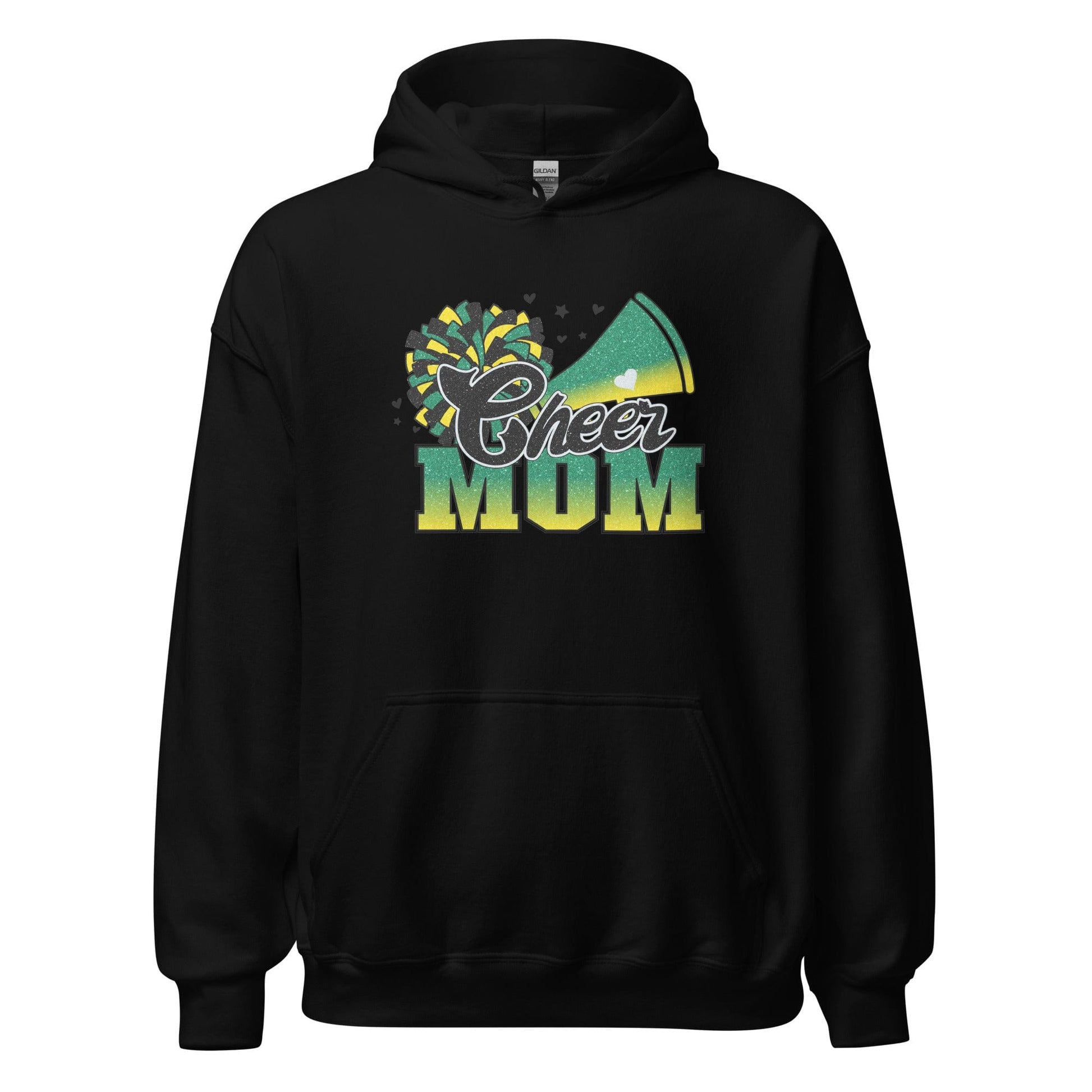 Cheer Mom Hoodie (green and yellow) Black / S Spirit Gear Collective Hoodie