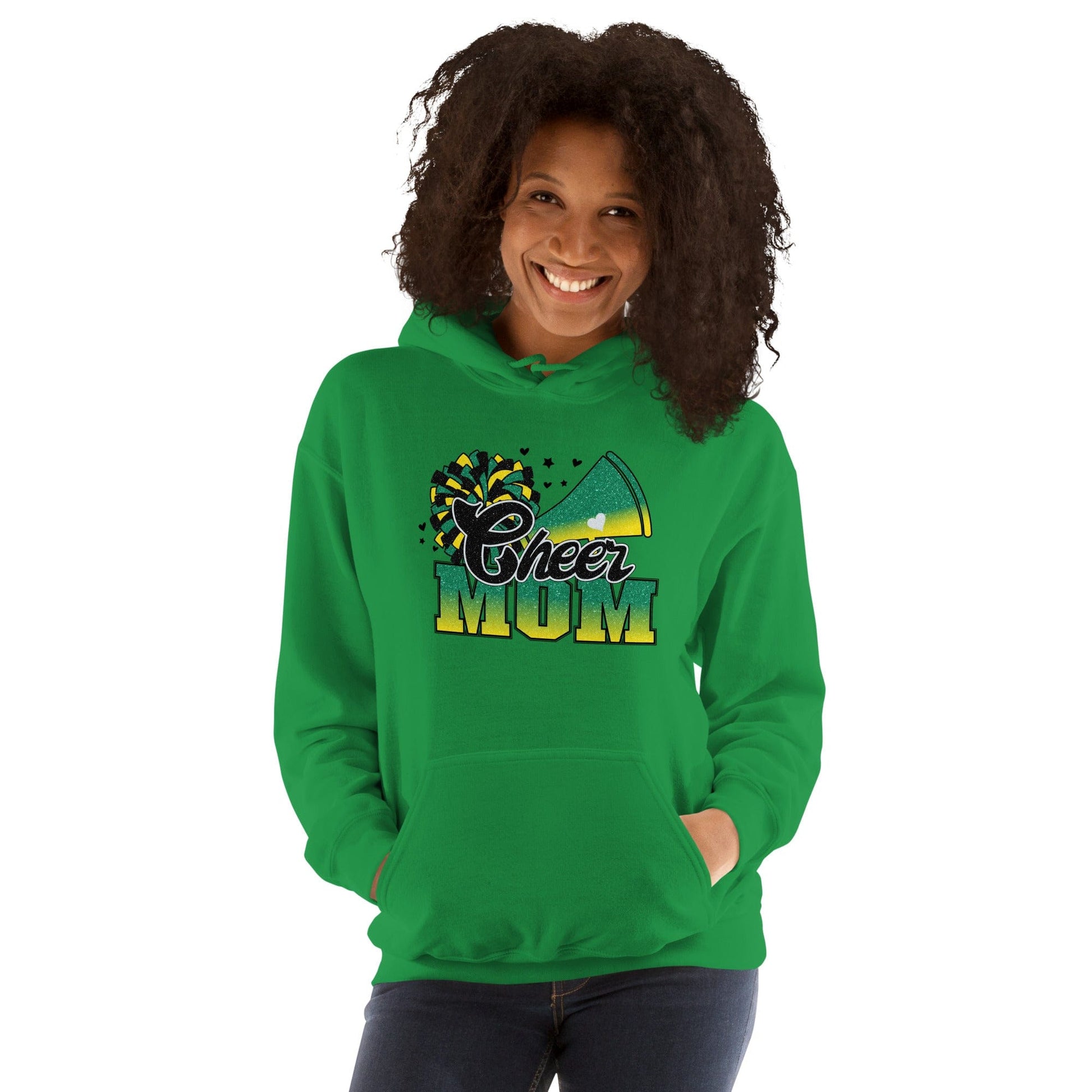 Cheer Mom Hoodie (green and yellow) Spirit Gear Collective Hoodie