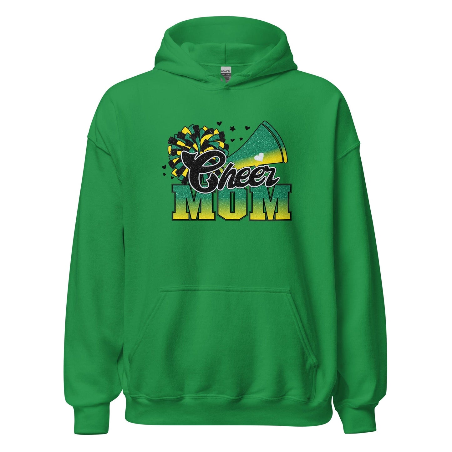 Cheer Mom Hoodie (green and yellow) Irish Green / S Spirit Gear Collective Hoodie