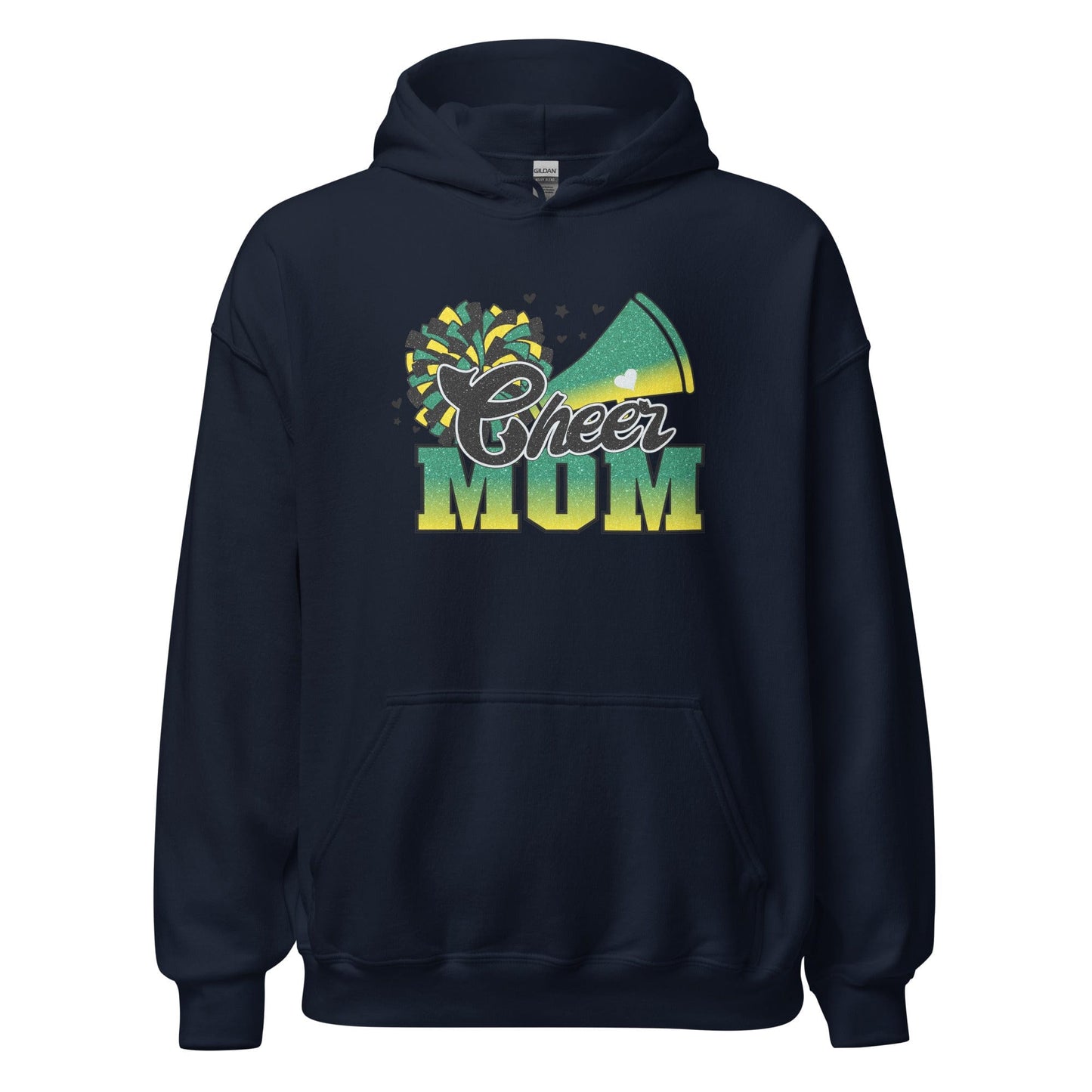 Cheer Mom Hoodie (green and yellow) Navy / S Spirit Gear Collective Hoodie