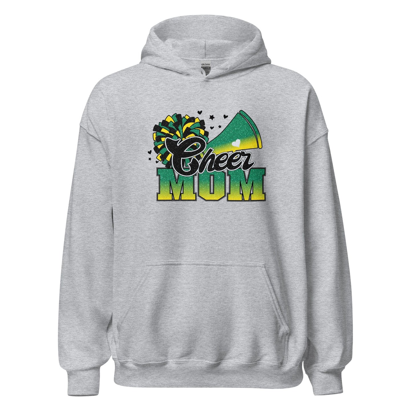 Cheer Mom Hoodie (green and yellow) Sport Grey / S Spirit Gear Collective Hoodie