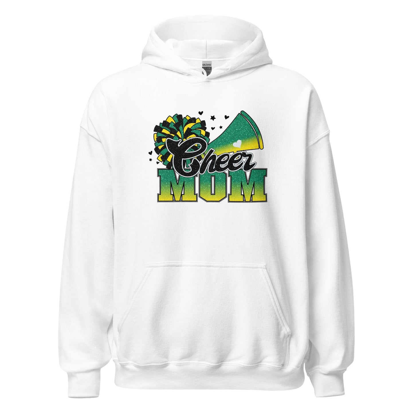 Cheer Mom Hoodie (green and yellow) White / S Spirit Gear Collective Hoodie