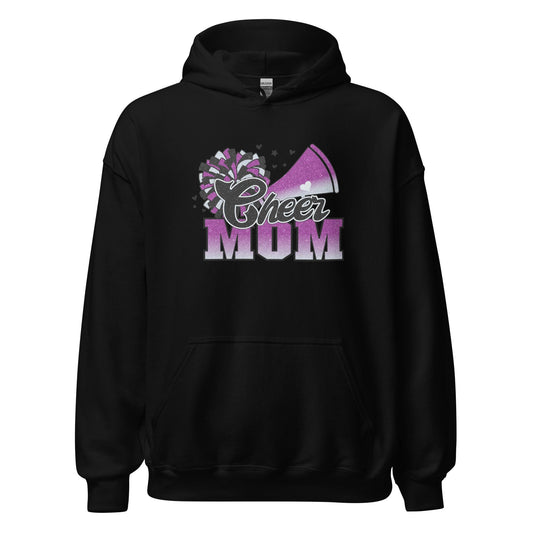 Cheer Mom Hoodie (purple and white) Black / S Spirit Gear Collective Hoodie