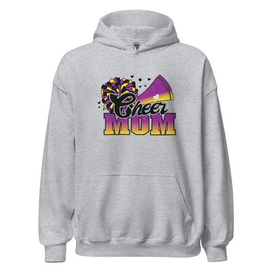 Cheer Mom Hoodie (purple and yellow) Sport Grey / S Spirit Gear Collective Hoodie