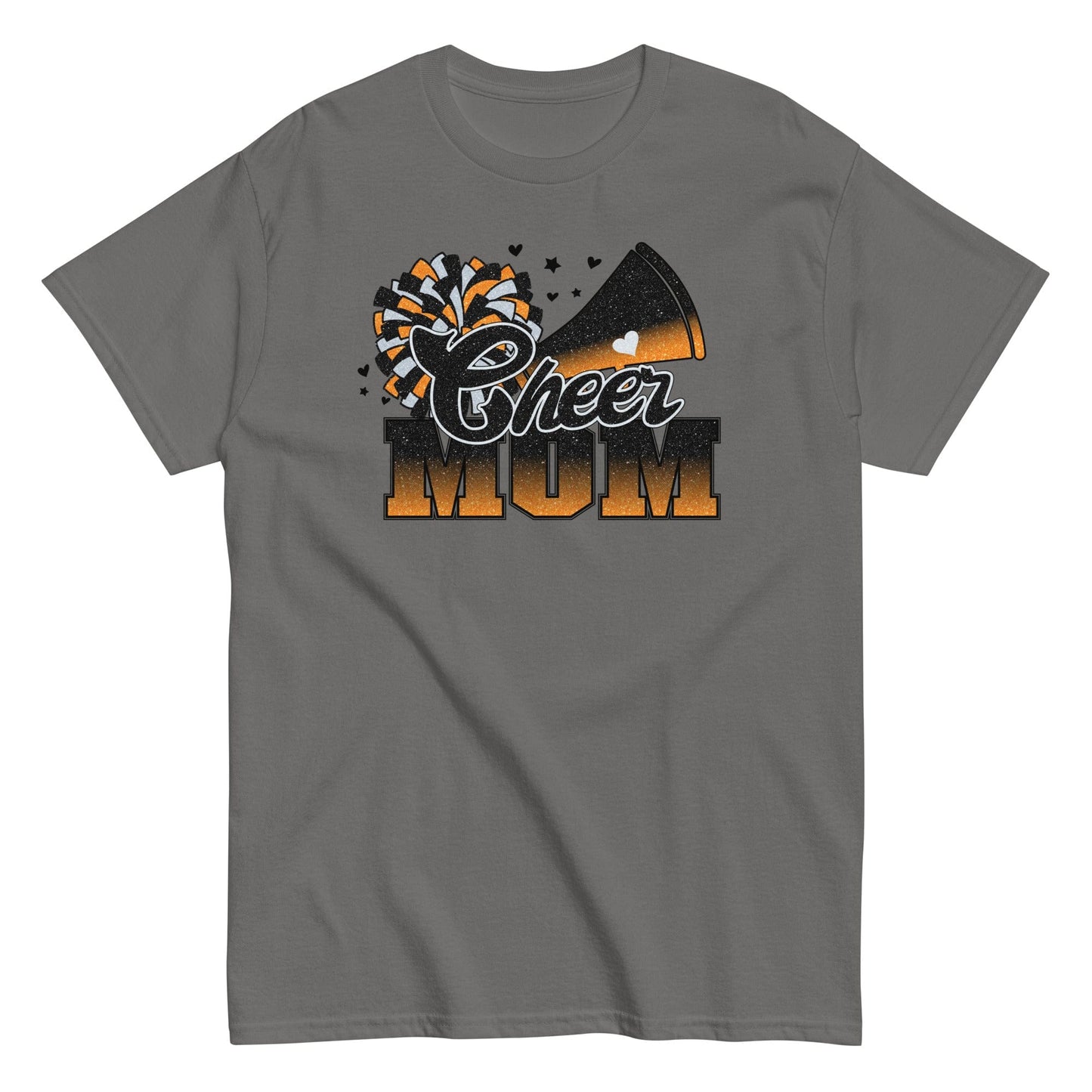 Cheer Mom Shirt (Black and Orange) Charcoal / S Spirit Gear Collective T-Shirt