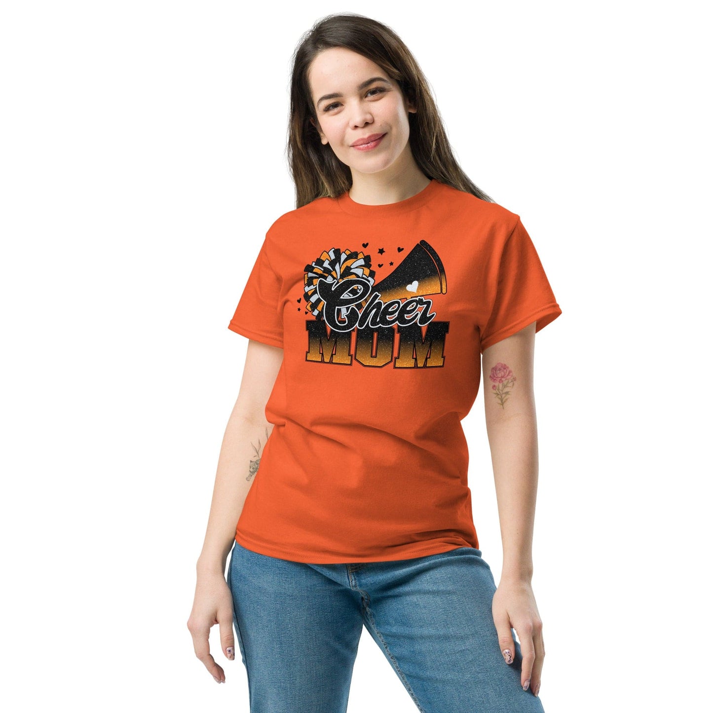 Cheer Mom Shirt (Black and Orange) Spirit Gear Collective T-Shirt