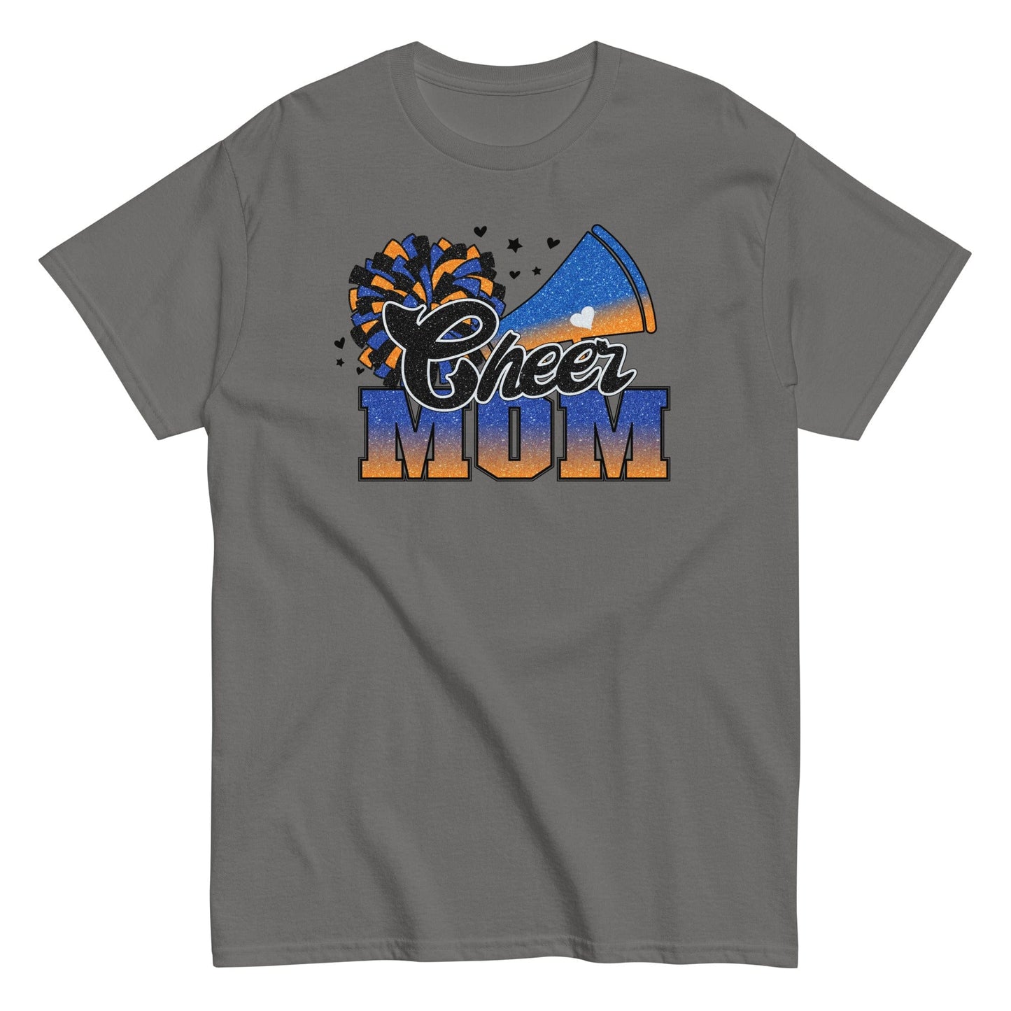 Cheer Mom Shirt (Blue and Orange) Charcoal / S Spirit Gear Collective T-Shirt