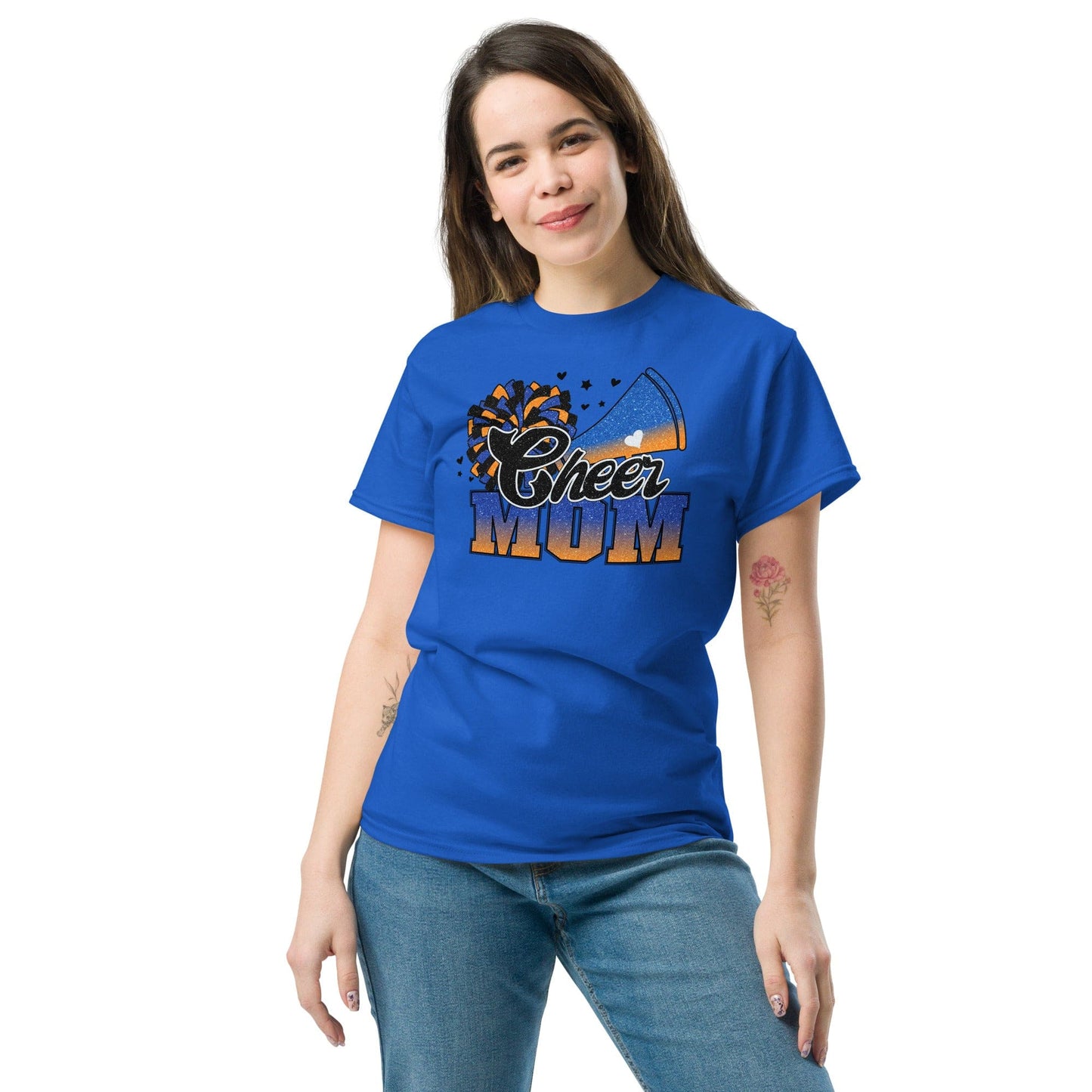 Cheer Mom Shirt (Blue and Orange) Spirit Gear Collective T-Shirt