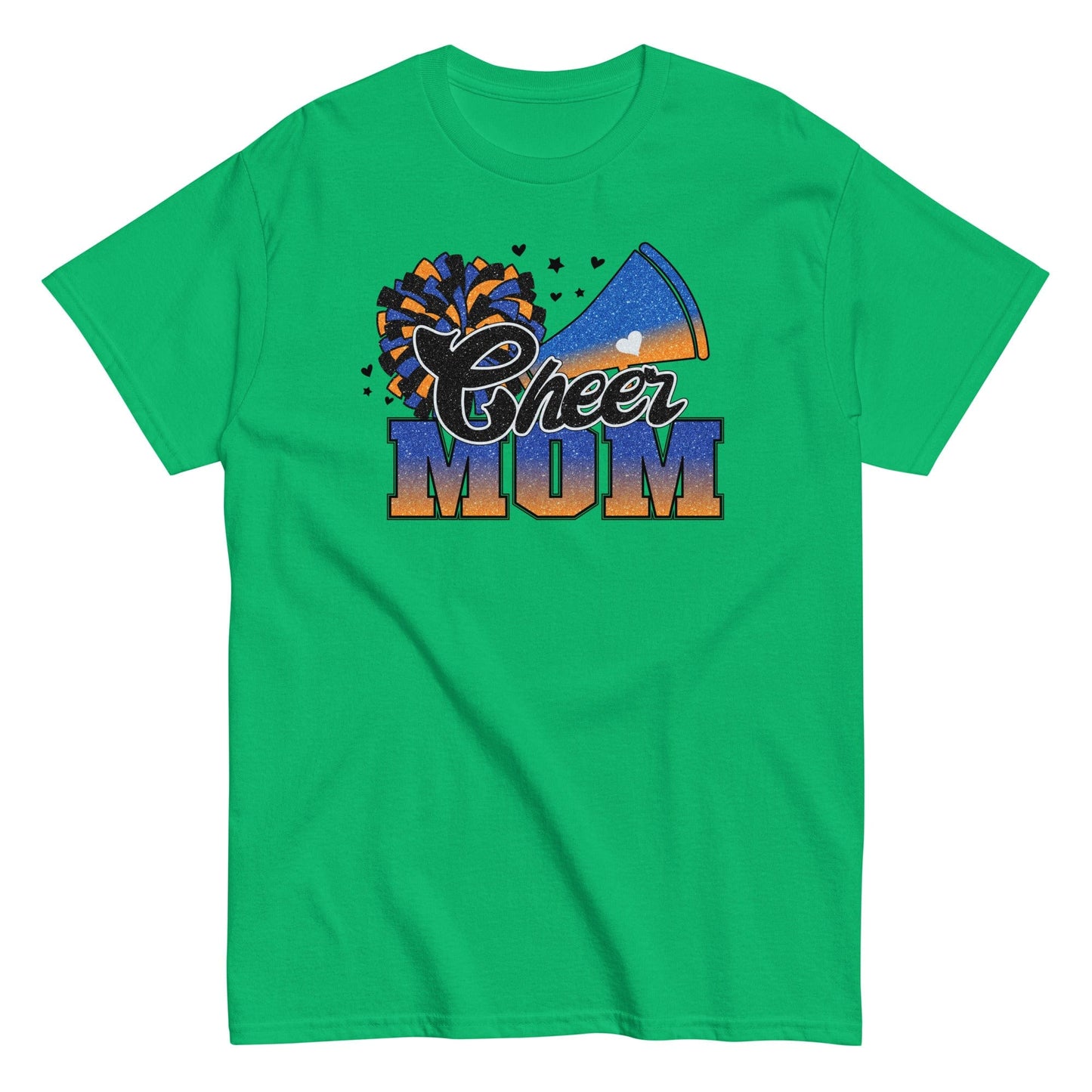 Cheer Mom Shirt (Blue and Orange) Irish Green / S Spirit Gear Collective T-Shirt