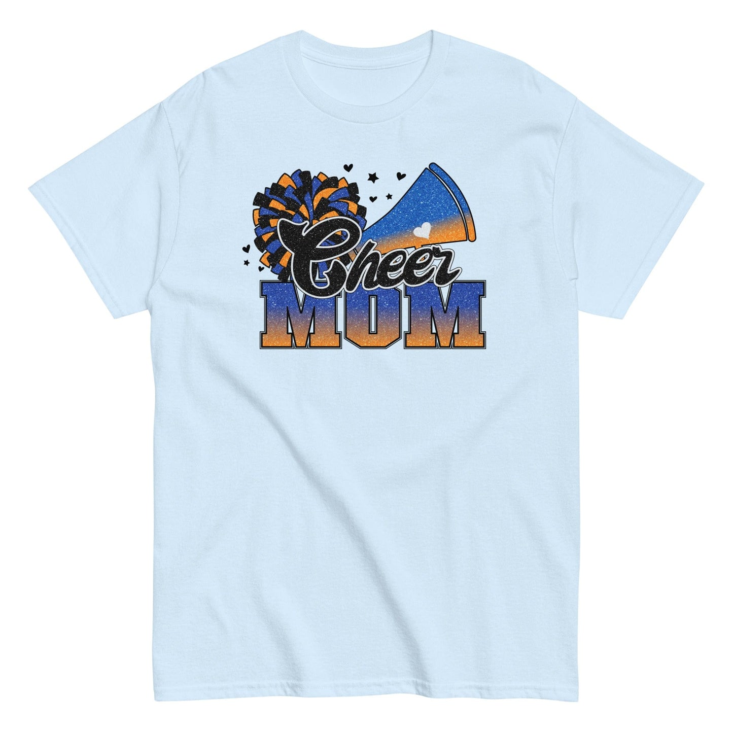 Cheer Mom Shirt (Blue and Orange) Light Blue / S Spirit Gear Collective T-Shirt