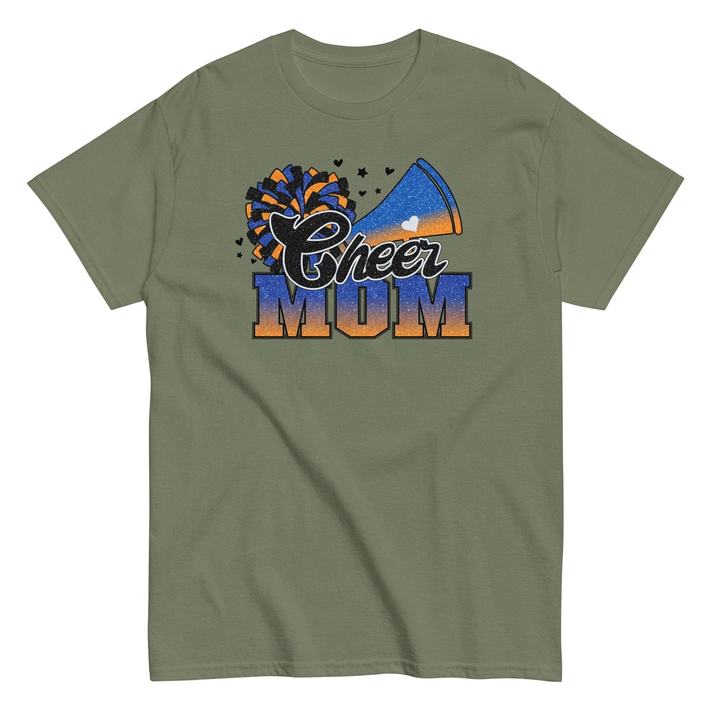 Cheer Mom Shirt (Blue and Orange) Military Green / S Spirit Gear Collective T-Shirt