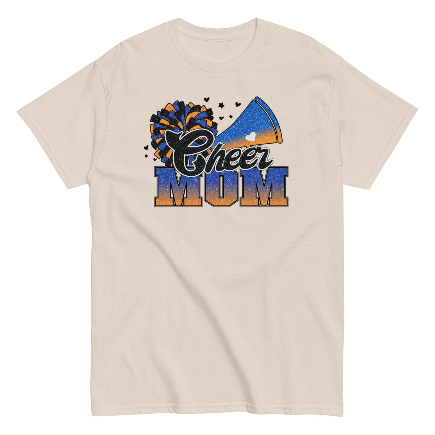 Cheer Mom Shirt (Blue and Orange) Natural / S Spirit Gear Collective T-Shirt