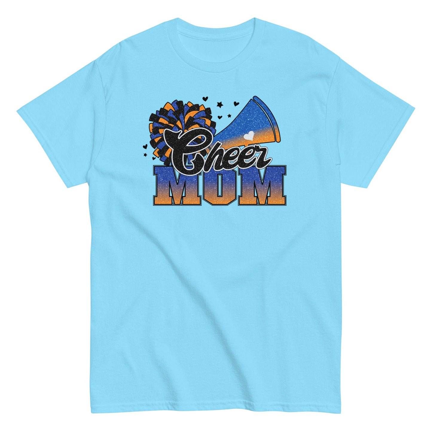 Cheer Mom Shirt (Blue and Orange) Sky / S Spirit Gear Collective T-Shirt