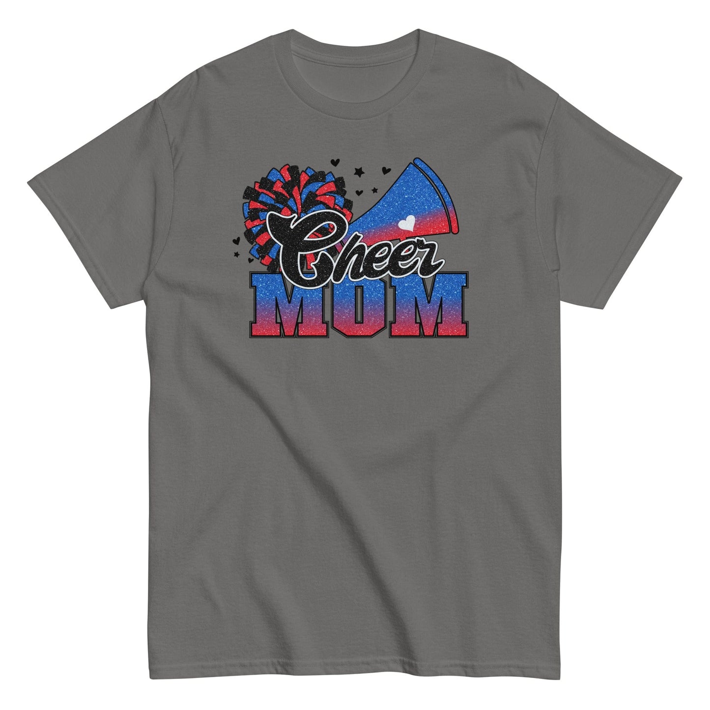 Cheer Mom Shirt (Blue and Red) Charcoal / S Spirit Gear Collective T-Shirt