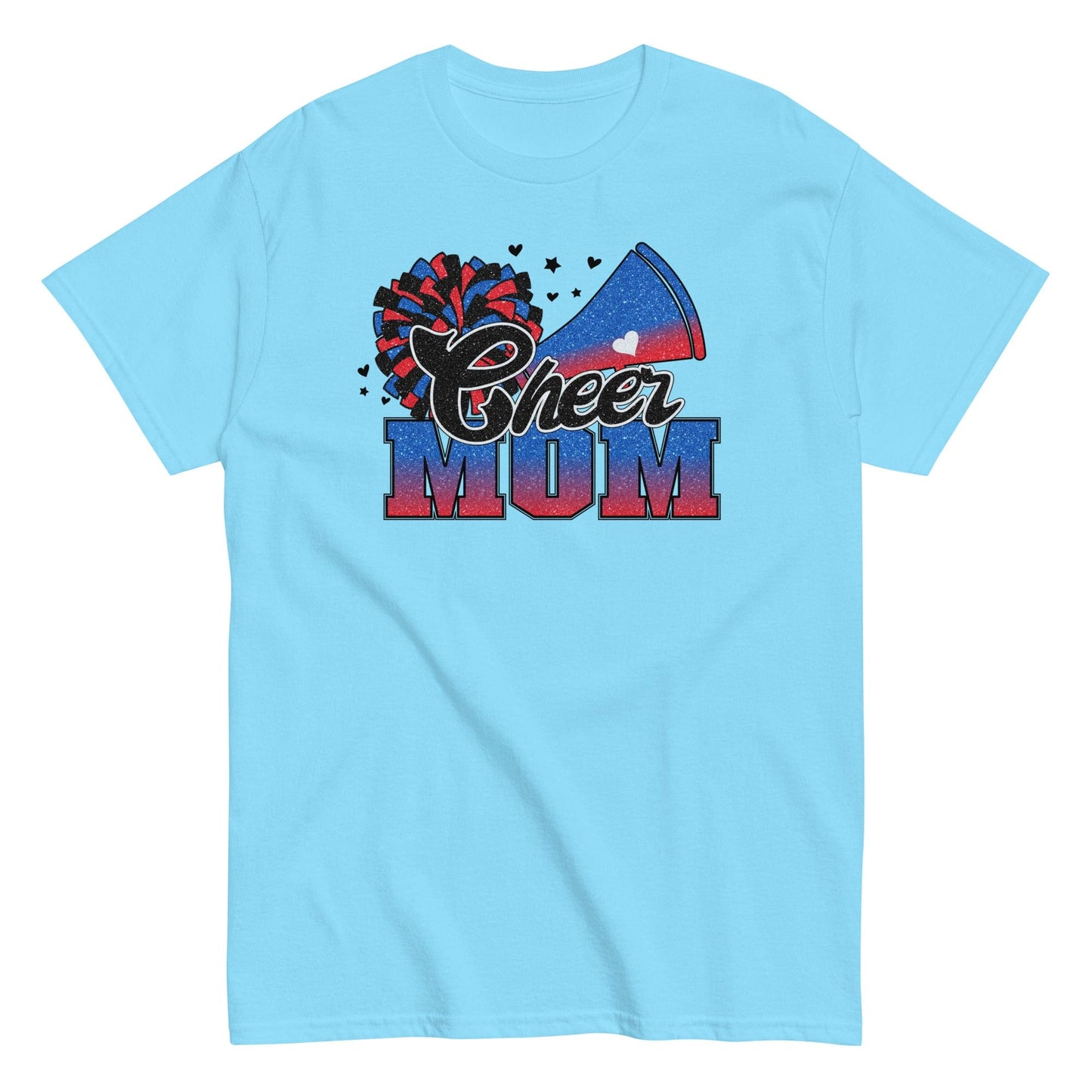 Cheer Mom Shirt (Blue and Red) Sky / S Spirit Gear Collective T-Shirt