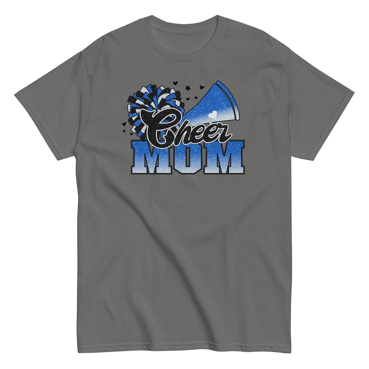 Cheer Mom Shirt (Blue and White) Charcoal / S Spirit Gear Collective T-Shirt