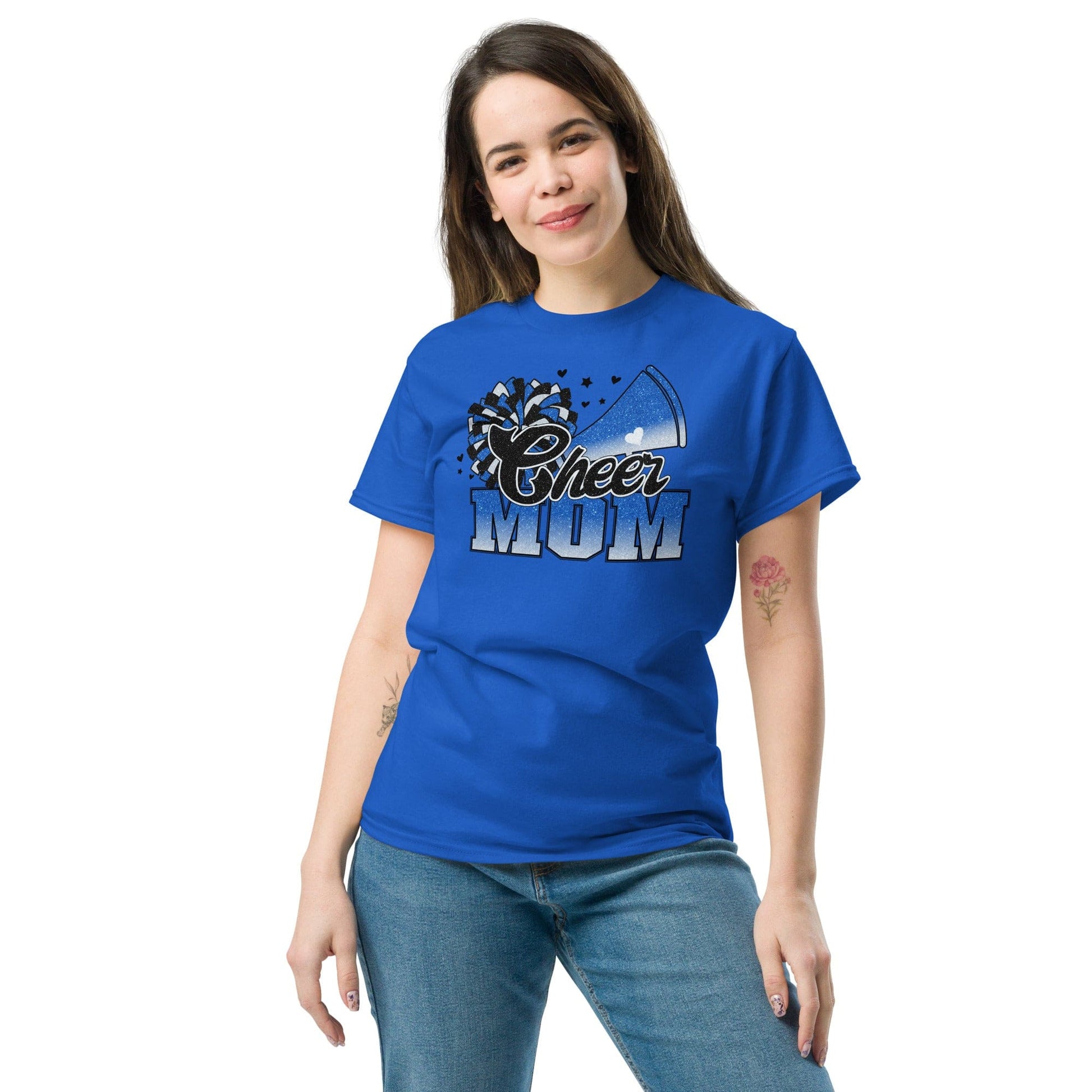 Cheer Mom Shirt (Blue and White) Spirit Gear Collective T-Shirt