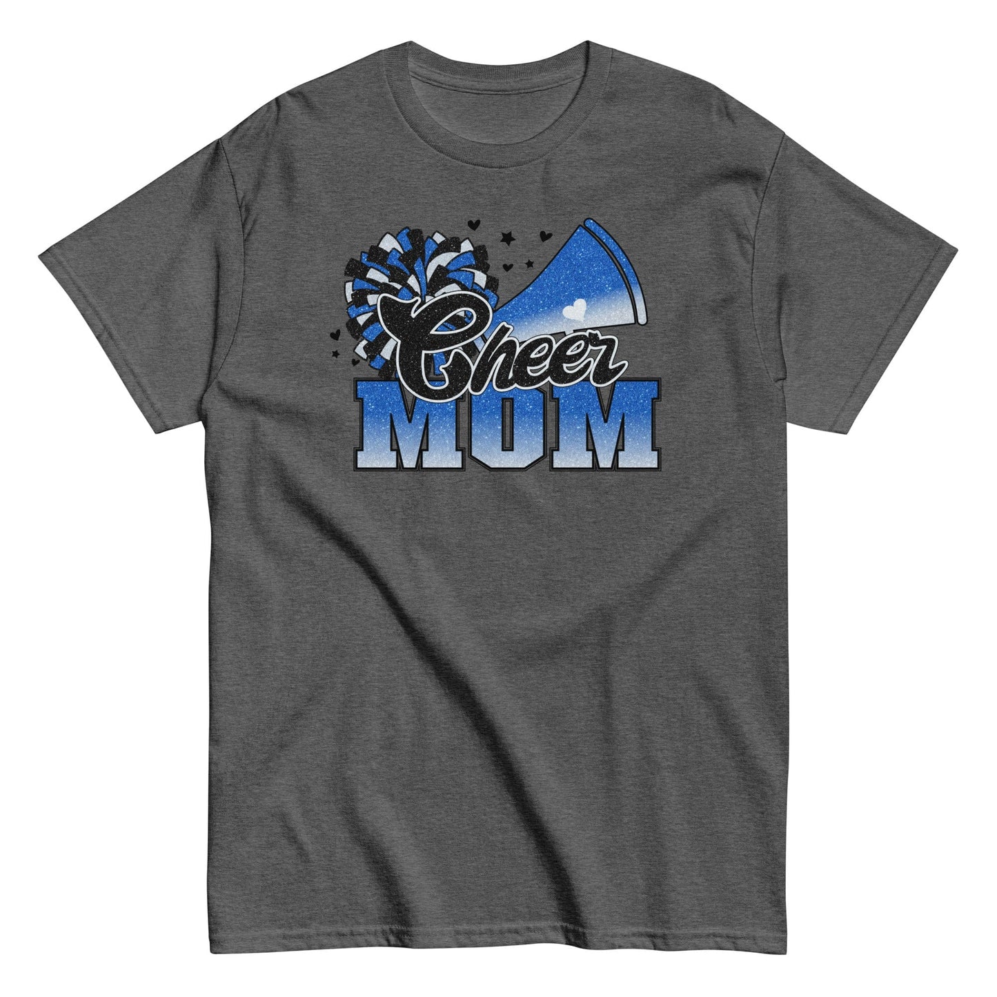 Cheer Mom Shirt (Blue and White) Dark Heather / S Spirit Gear Collective T-Shirt