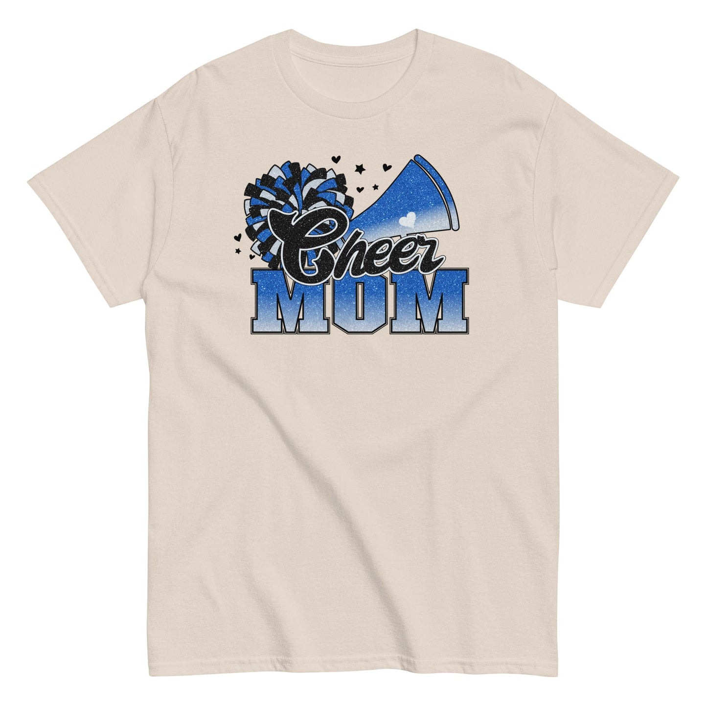 Cheer Mom Shirt (Blue and White) Natural / S Spirit Gear Collective T-Shirt