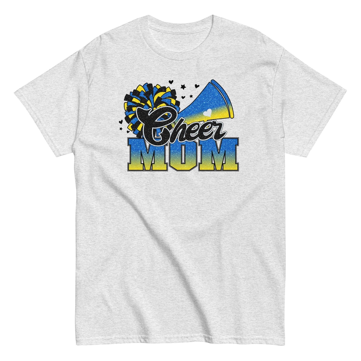 Cheer Mom Shirt (Blue and Yellow) Ash / S Spirit Gear Collective T-Shirt