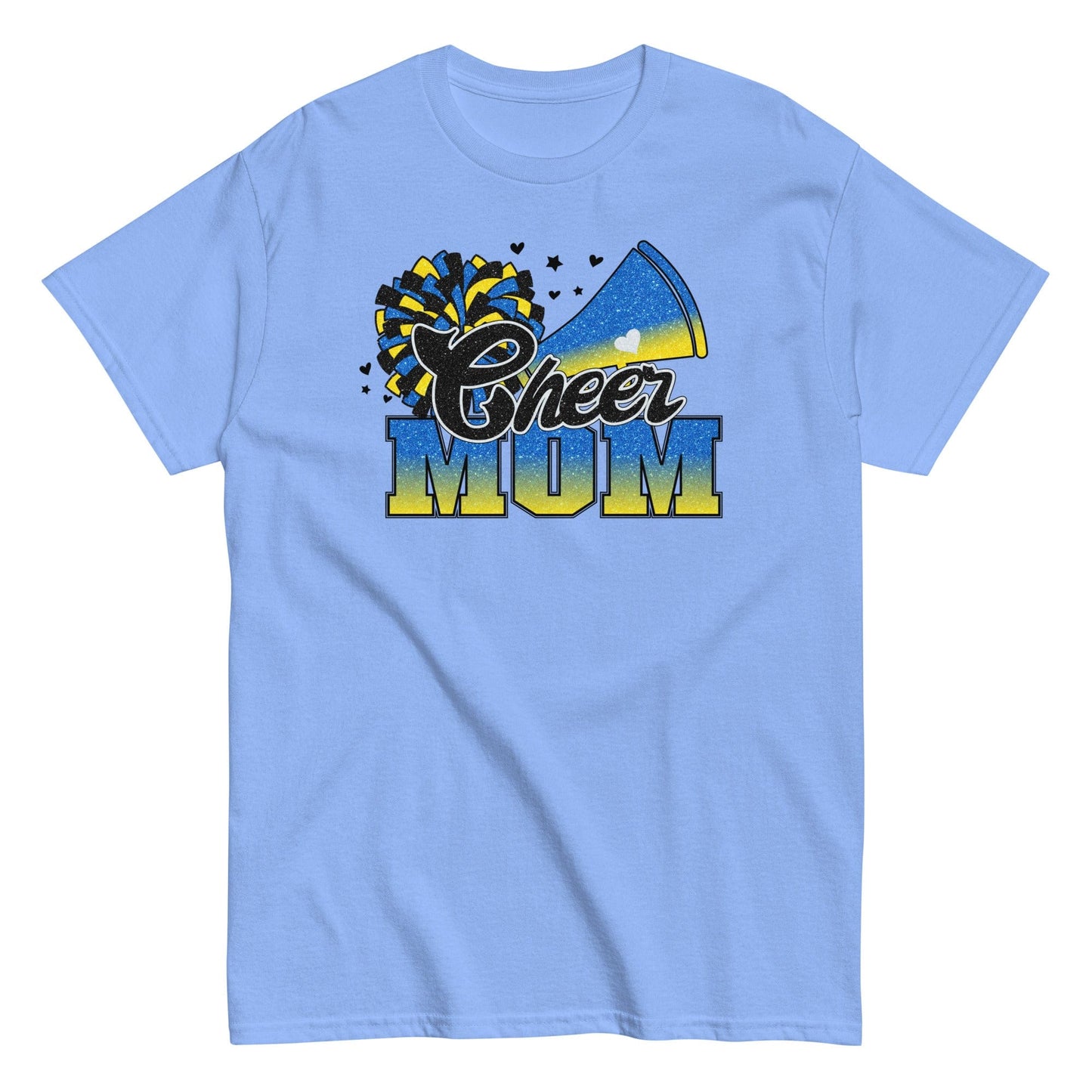 Cheer Mom Shirt (Blue and Yellow) Carolina Blue / S Spirit Gear Collective T-Shirt