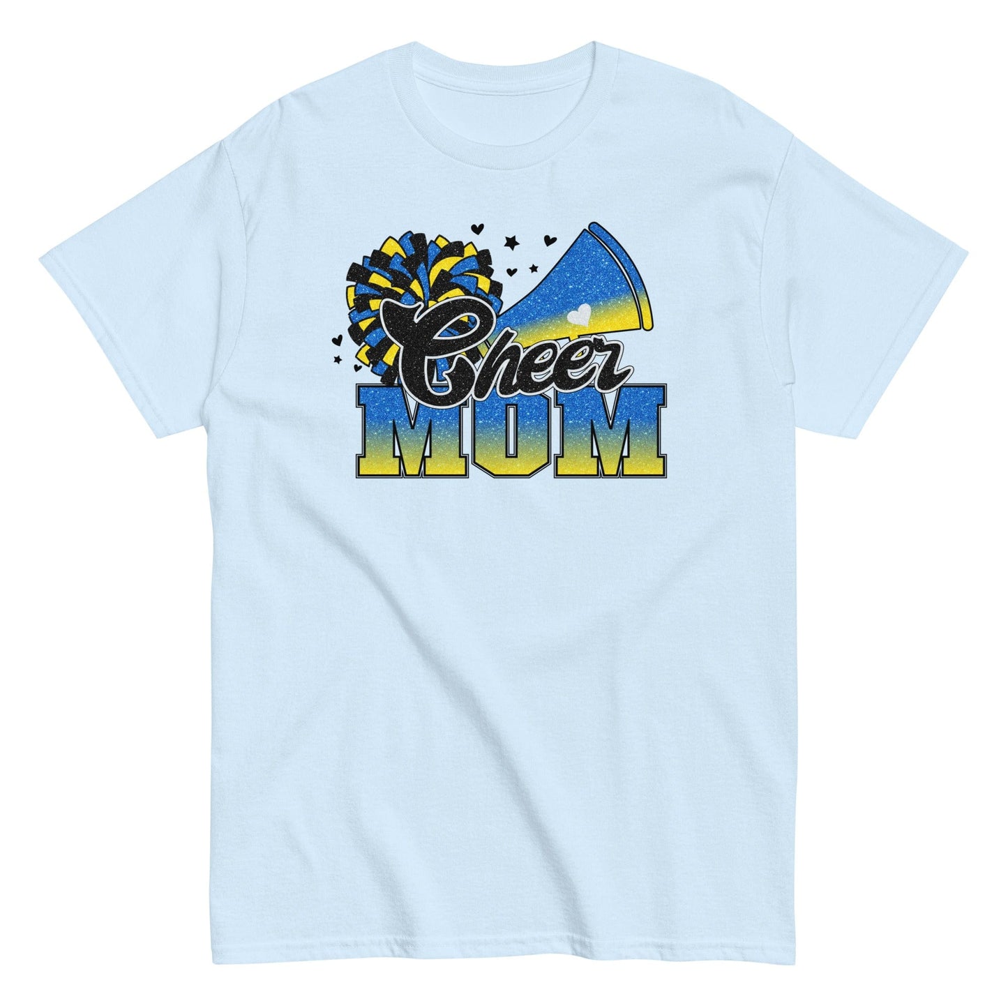 Cheer Mom Shirt (Blue and Yellow) Light Blue / S Spirit Gear Collective T-Shirt